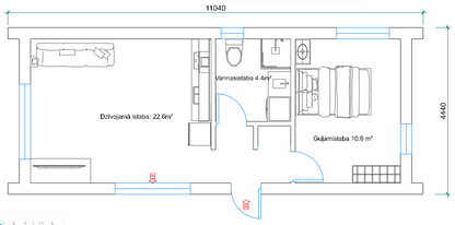 Modernas koka karkasa moduļu mājas iekšējais plānojums