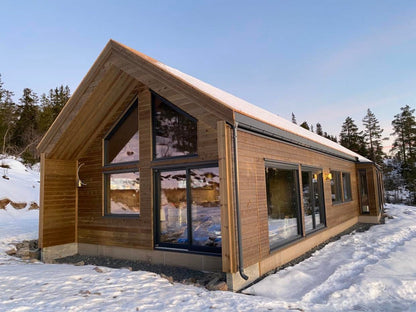 Scandinavian-style timber frame private house with large windows